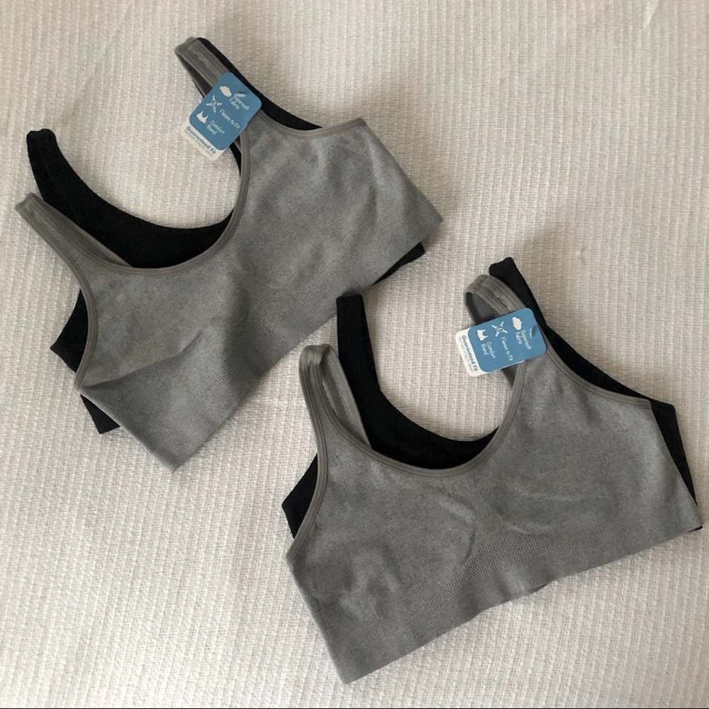 Girl’s, Training Bras, Hanes, X-Large, Black & White